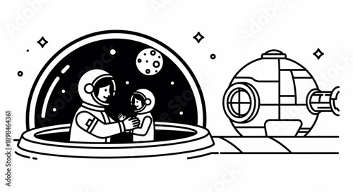 Astronauts in Space Suit with Spacecraft.