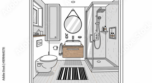 Bathroom Interior Design with Modern Fixtures.