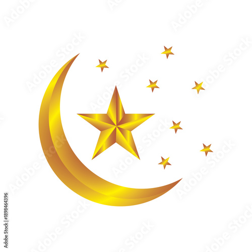 Golden Crescent Moon & Star Logo – Elegant Celestial Vector