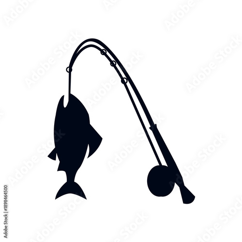 Fishing Pole caught fish rod emoji symbol sign icon vector illustration isolated flat
