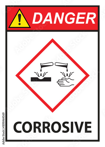 Danger corrosive liquid and vapor will burn ghs sign Victor Illustrations