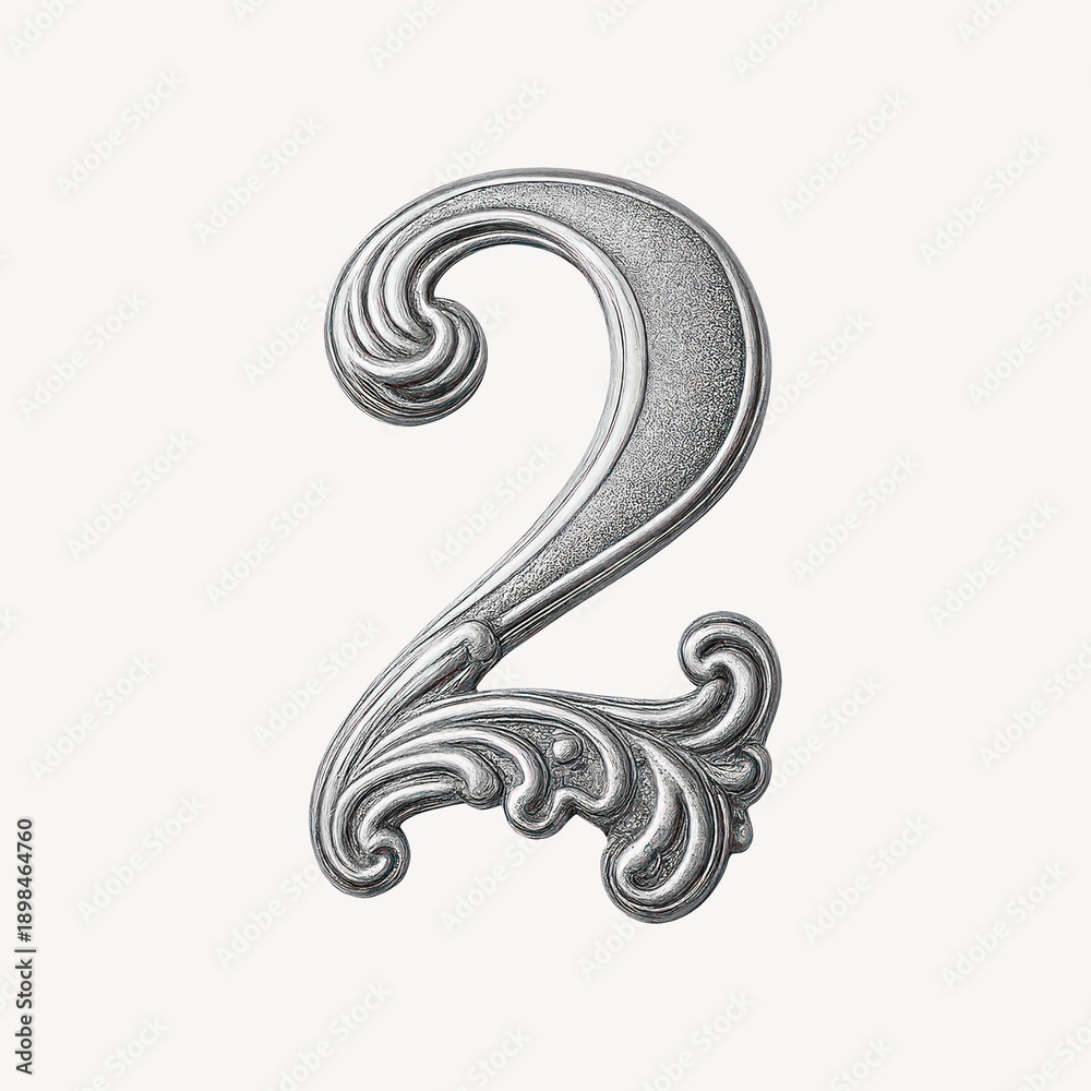 Obraz premium Elegant silver number two design