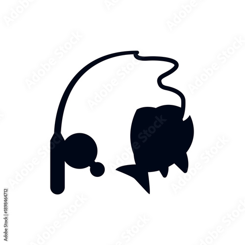 Fishing Pole caught fish rod emoji symbol sign icon vector illustration isolated flat