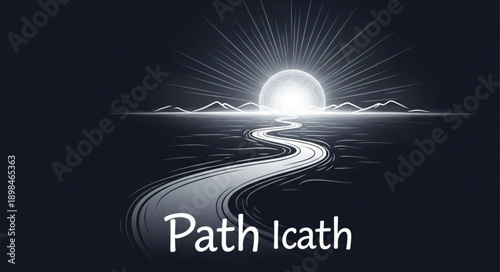 A Winding Path Leads Towards a Bright Sunrise Over Mountains.