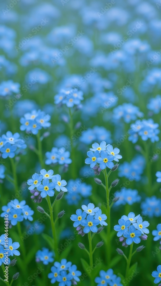 Fototapeta premium Vibrant blue forget-me-nots bloom.