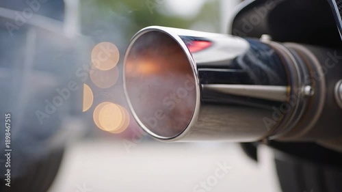 Closeup Car Exhaust Backfire With Loud Flame Burst.