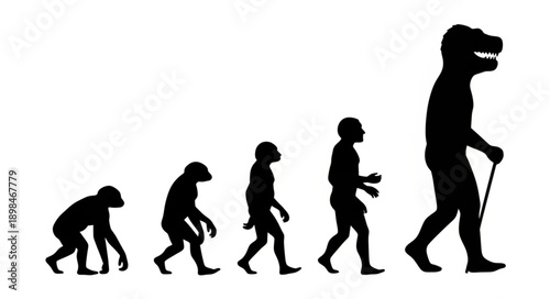 Human Evolution Silhouette Lineup Showing Primate Ancestry.