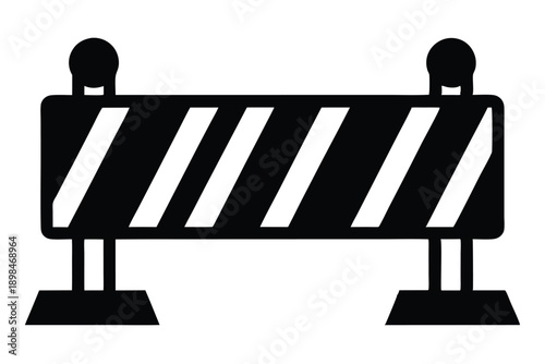 traffic barricade line art silhouette vector illustration