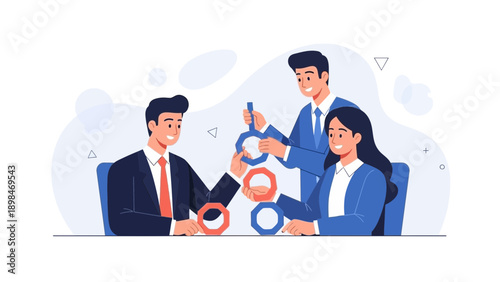 Teamwork and Collaboration: Business People Building Connection with Interlocking Rings