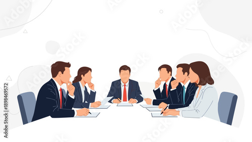 Diverse Business Team Meeting Around Conference Table, Discussing Strategy