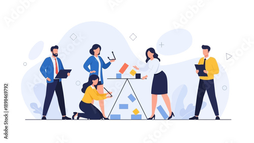 Teamwork and Collaboration: Diverse People Building Project Together