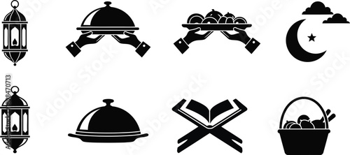 Islamic Ramadan Icons Lantern Food Moon Quran Basket muslim