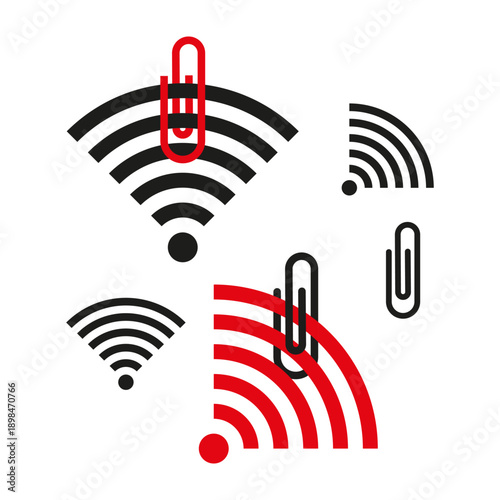 Magnificent signal icons. Office clips Vector. Professional network symbols. Sophisticated stationery items.