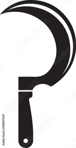 Grass sickle silhouette vector, sickle tool black silhouette