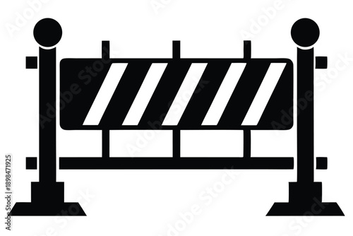 traffic barricade line art silhouette vector illustration