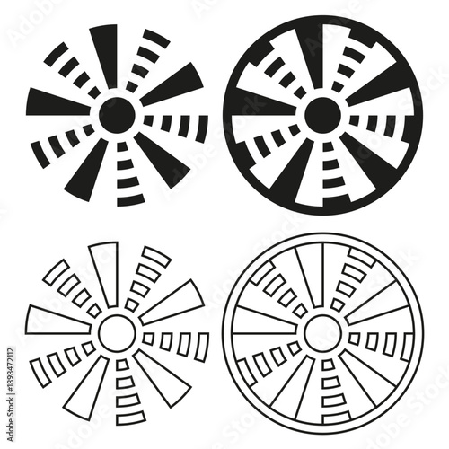 Sophisticated shutter icon. Professional cameras symbols. Elaborate apertures Vector. Comprehensive diaphragms illustrations