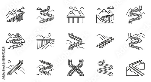 Collection of Simple Line Art Icons.