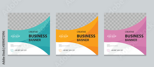 creative web banner design template. Suitable for social media post, instagram story post and web marketing ads. vector illustration for editable with Space to add pictures.