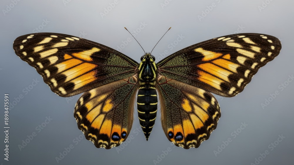 Obraz premium Close-up of a colorful butterfly with detailed wings.