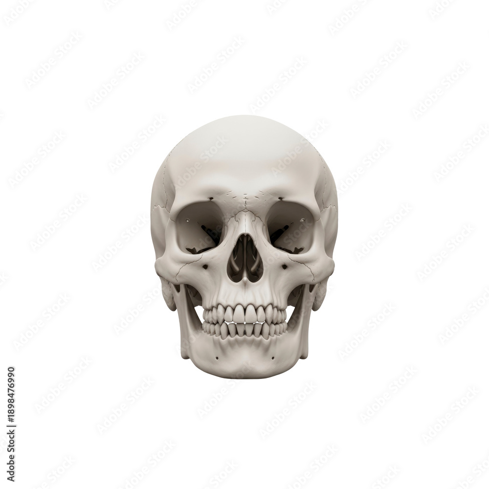 Fototapeta premium Anatomical human skull front view isolated On Transparent Background
