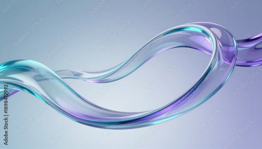 Naklejka premium Cyan purple glass ribbons flowing abstract 3d elegant design