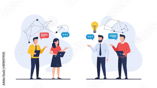 Business People Collaborating and Sharing Ideas with Technology