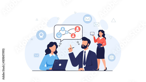 Teamwork and collaboration for business success, modern flat illustration