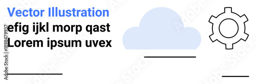 Gear symbol next to cloud graphics signifying technology, automation, and process synergy. Ideal for innovation, tech integration, business strategy, cloud computing, automation, optimization simple