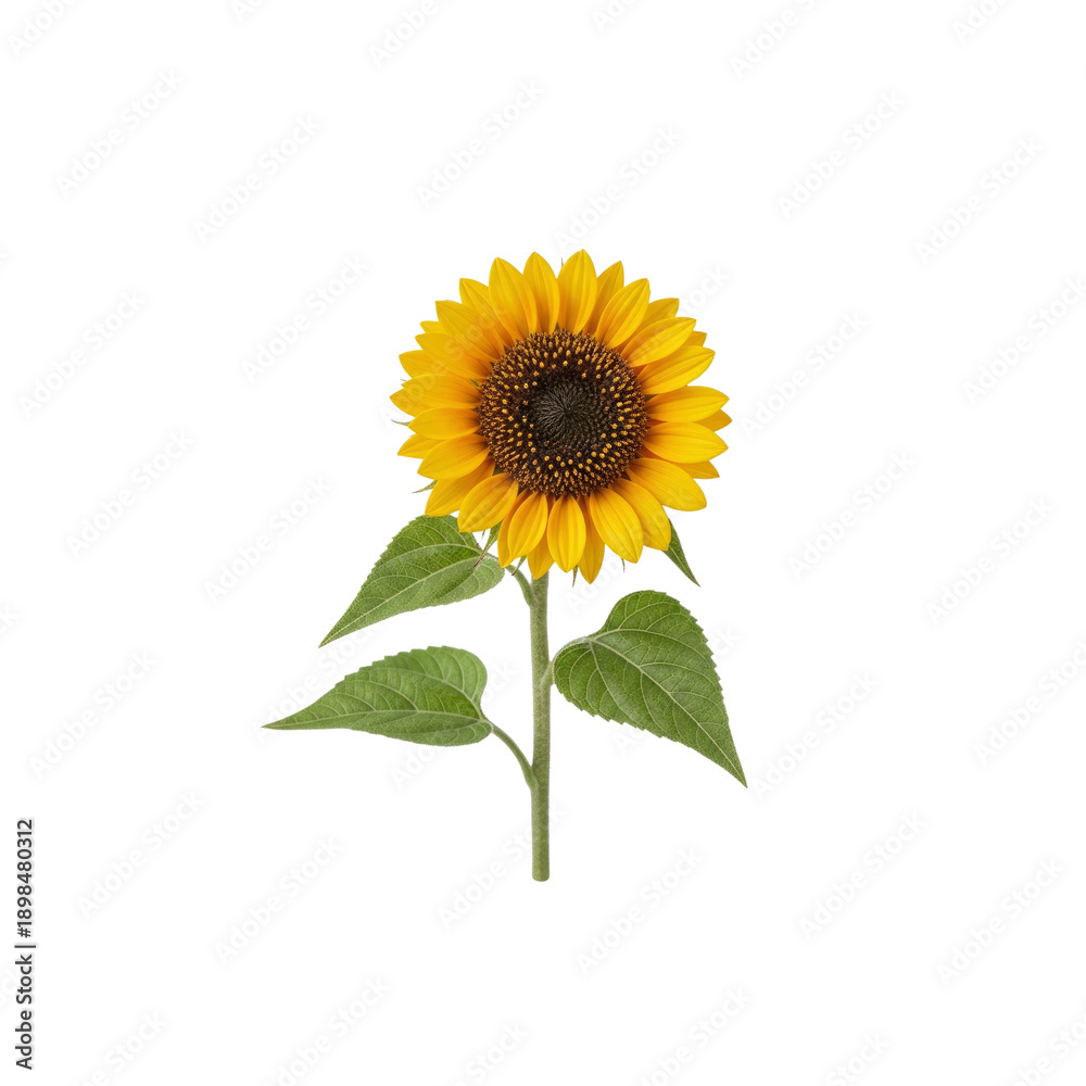 Obraz premium Single sunflower bloom isolated On Transparent Background