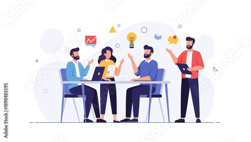 Teamwork collaboration, business meeting, brainstorming ideas, strategy planning, office discussion