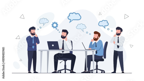 Business Team Brainstorming Ideas and Thinking Process