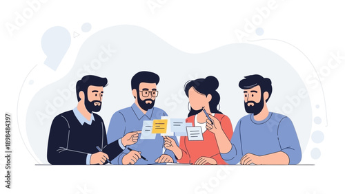 Team Collaboration: Brainstorming Session with Sticky Notes