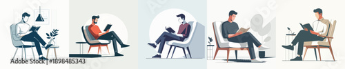 A Man Reading a Book Vector Illustration
