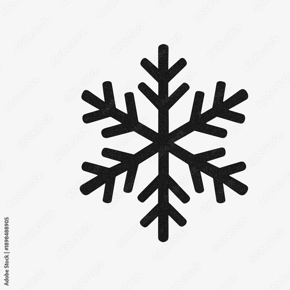 Fototapeta premium Minimalist black snowflake illustration.