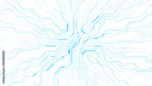 Wallpaper Mural Glowing circuit board with neon HUD display. Abstract tech background featuring bright digital patterns, processor elements, and futuristic AI board design.  Torontodigital.ca