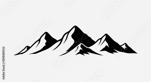 Stylized Black and White Mountain Range Silhouette.