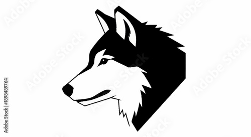 Stylized Husky Dog Head Silhouette Profile View.