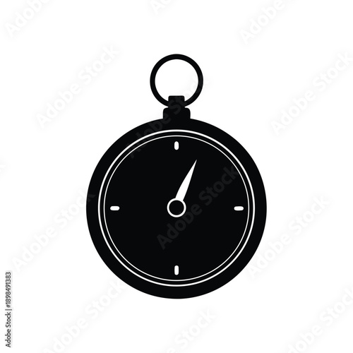 Stopwatch silhouette, symbolizing speed, competition, and timing on white