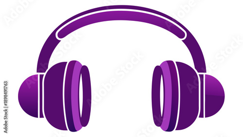 Stylish purple headphones icon representing audio or music technology. isolated on white background, Vector