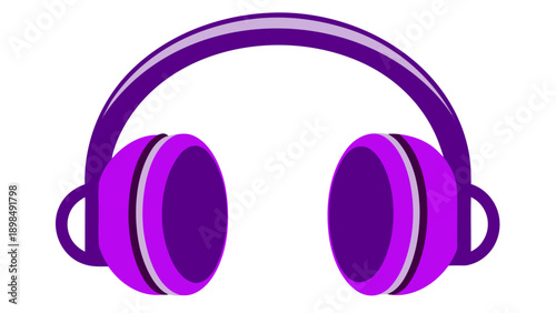 A pair of stylish purple headphones with a sleek modern design isolated on white background, Vector