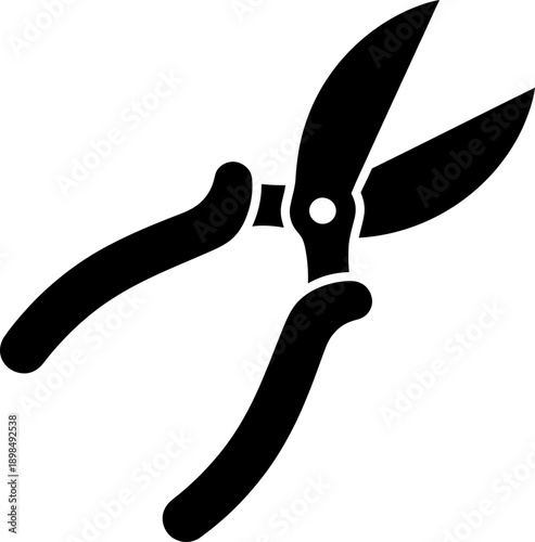 Garden pruner or secateur tool icon, concept of gardening, horticulture, agriculture, or pruning plants. Simple black vector illustration