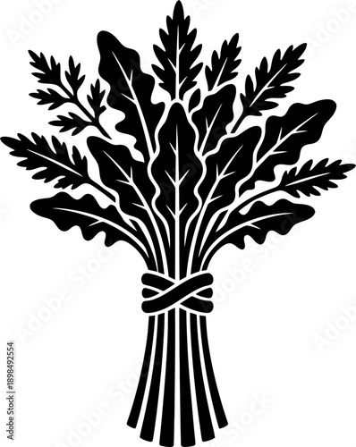 Black and white sheaf of wheat bound with rope design. Harvest concept icon. Vector illustration for agriculture, food, or natural product brand