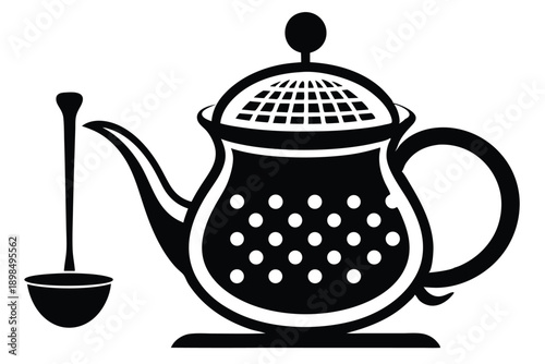 tea infuser line art silhouette vector illustration