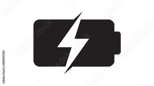 Black Battery Charging Icon Vector