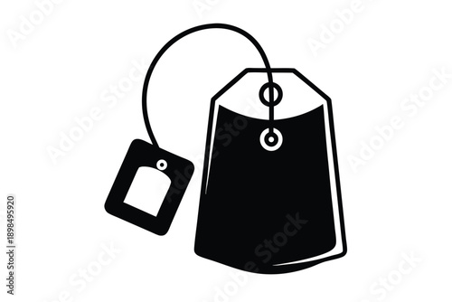 tea bag with tag line art silhouette vector illustration