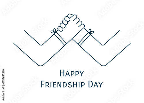 Two hands clasped in homie handshake, isolated on transparent. Line vector illustration, editable stroke. Friendship day design element, clip art. Friends, teamwork, partnership, community concept