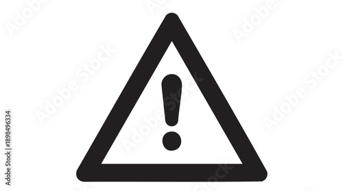 Black and White Warning Exclamation Mark Triangle Icon Vector