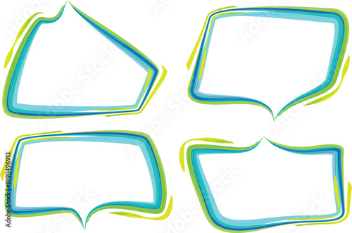 bright blue yellow geometric creative dialouge bubbles