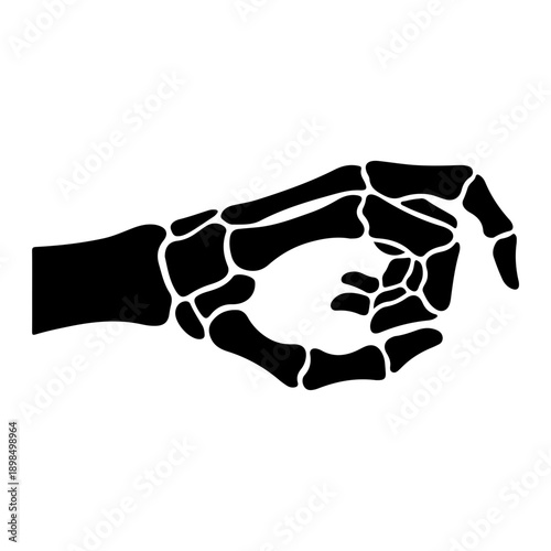 Human Skeleton Hand Vector Illustration - Spooky Halloween Bone Gesture for Rock Music, Anatomy, and Horror Design.