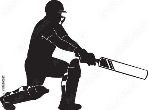 Cricket player silhouette isolated on transparent background